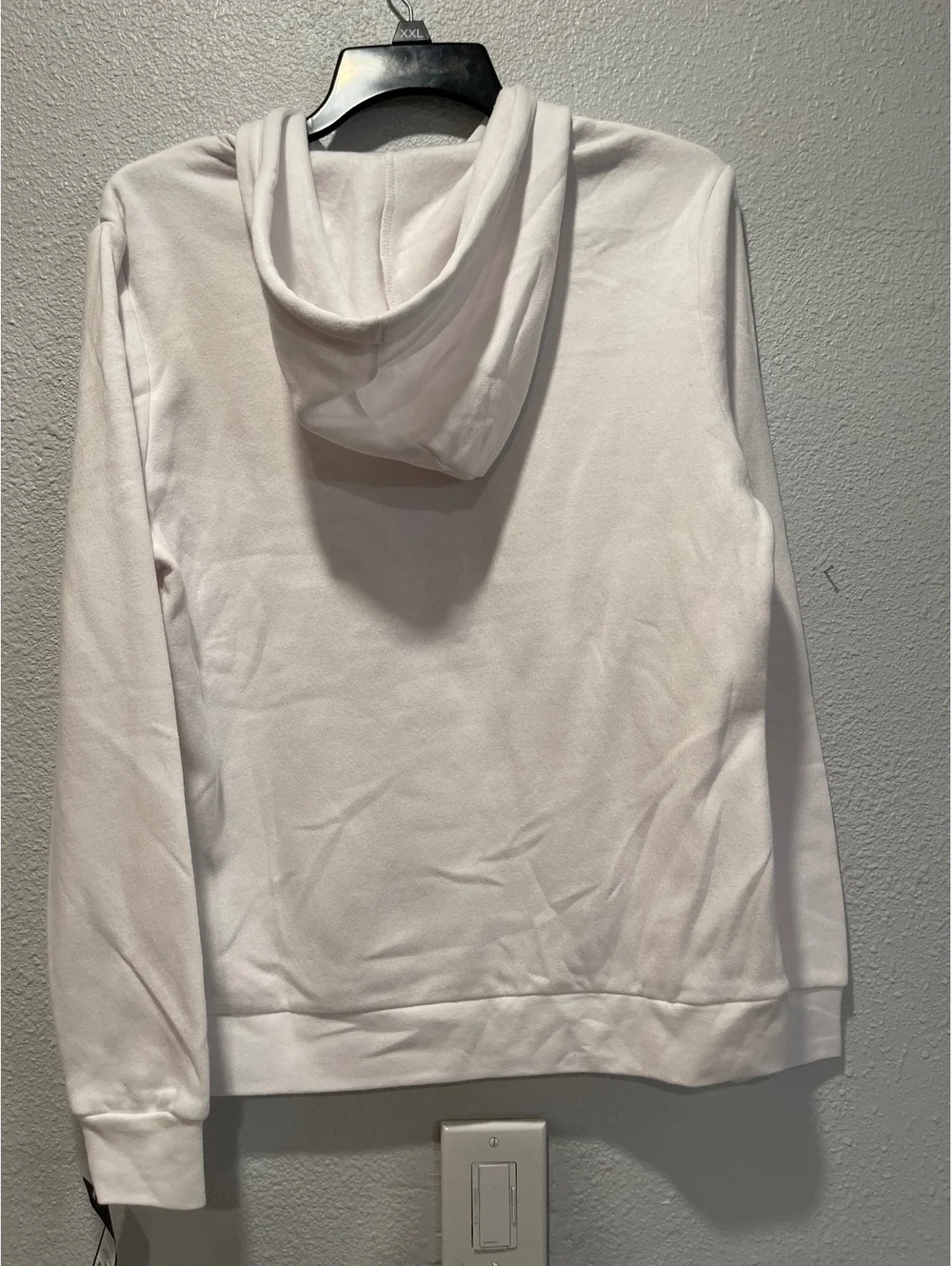Adidas White and Black Hoodie with Logo Print, Size M